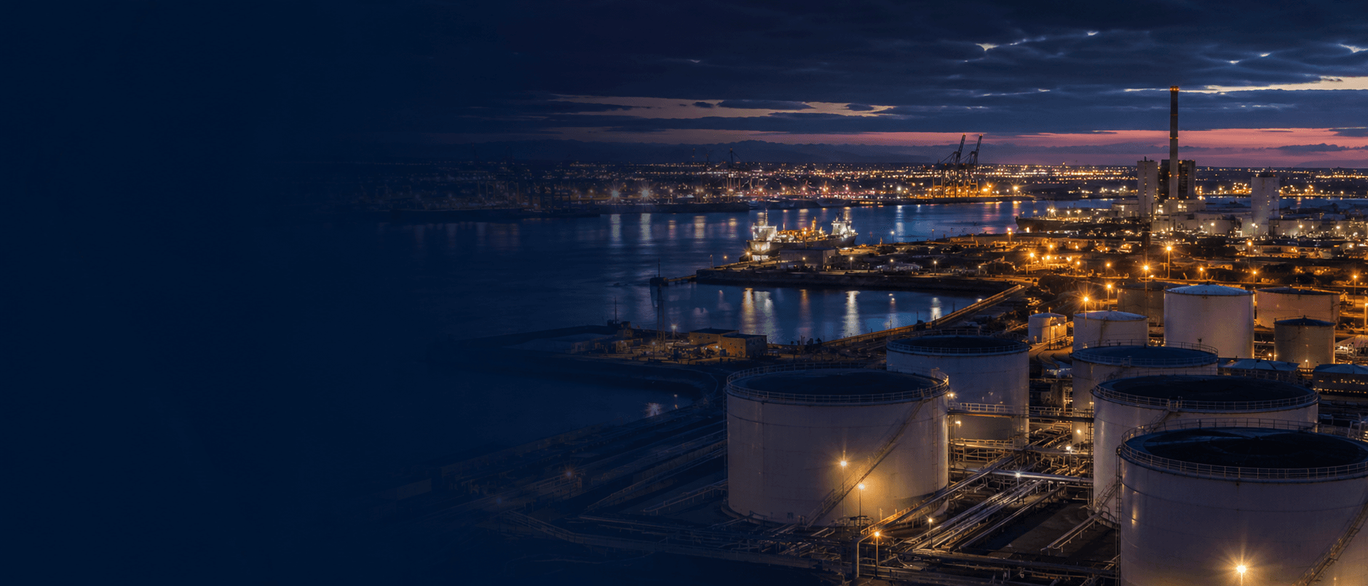 Irish port logistics at night